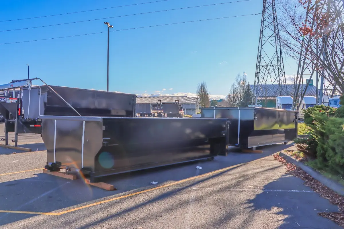 Roll-off dumpster ready for waste disposal at job site for Construction Dumpster Rental in Wilton